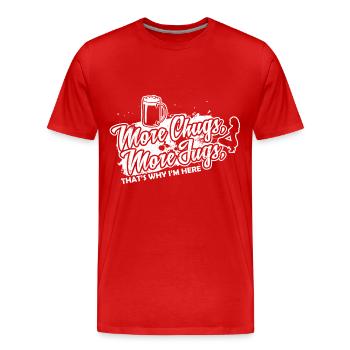 More Chugs More Jugs Beer T-shirt - Men's Premium Organic T-Shirt - red - Front - Damien (186cm)