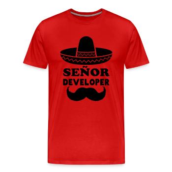 Señor Developer for Programming & Senior Developer - Men's Premium Organic T-Shirt - red - Front - Damien (186cm)