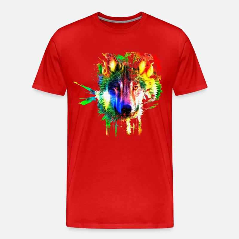 Wolf Splash Moderne - T-shirt bio Premium Homme - rouge