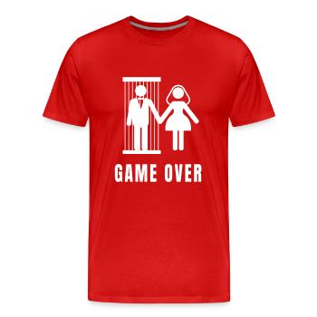 Bachelorette party gift witty groom - Men's Premium Organic T-Shirt - red - Front - Damien (186cm)