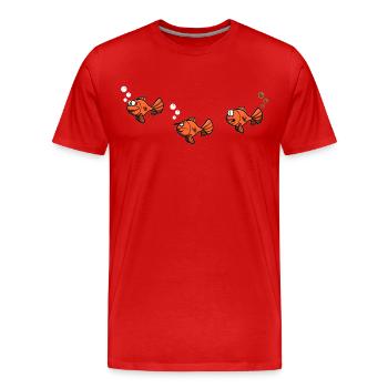 Fish in the water - Pupser - funny design - Men's Premium Organic T-Shirt - red - Front - Damien (186cm)