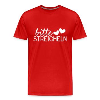 Bitte Streicheln Herz - Männer Premium Bio T-Shirt - Rot - Vorne - Damien (186cm)
