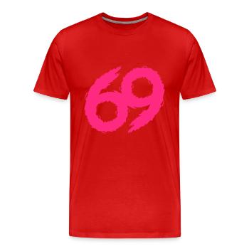 69 numéro icône rose - T-shirt bio Premium Homme - rouge - Devant - Damien (186cm)