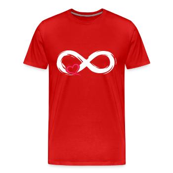 Symbole d'amour infini avec coeur - T-shirt bio Premium Homme - rouge - Devant - Damien (186cm)