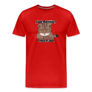 Bonjour Chat - Grincheux - T-shirt bio Premium Homme - rouge - Devant - Damien (186cm)