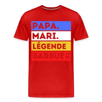 Papa barbu humour papa cadeau fête des pères - T-shirt bio Premium Homme - rouge - Devant - Damien (186cm)