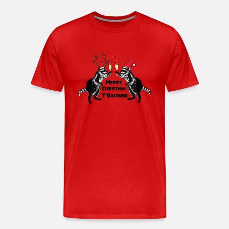 Weihnachts-Waschbären - Männer Premium Bio T-Shirt - Rot