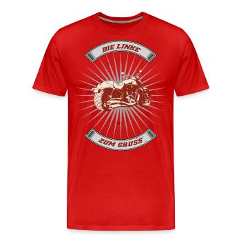 Die Linke zum Gruß - Motorrad Shirt - Männer Premium Bio T-Shirt - Rot - Vorne - Damien (186cm)