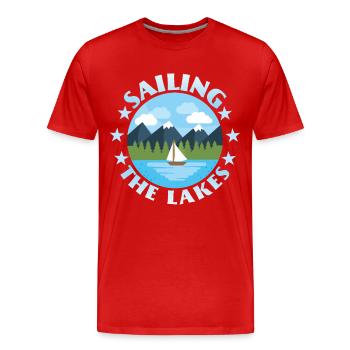 Marin, voilier, dériveur, drôle de dicton - T-shirt bio Premium Homme - rouge - Devant - Damien (186cm)