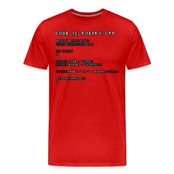 Code is Poetry.CPP - Men's Premium Organic T-Shirt - red - Front - Damien (186cm)