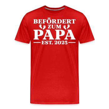 Werdender Vater Befördert zum Papa 2025 - Männer Premium Bio T-Shirt - Rot - Vorne - Damien (186cm)