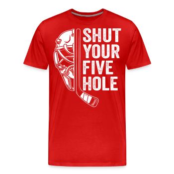 shut your five hole - T-shirt bio Premium Homme - rouge - Devant - Damien (186cm)