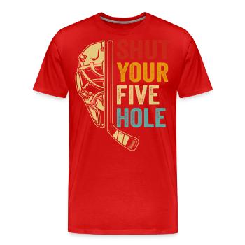 shut your five hole - T-shirt bio Premium Homme - rouge - Devant - Damien (186cm)