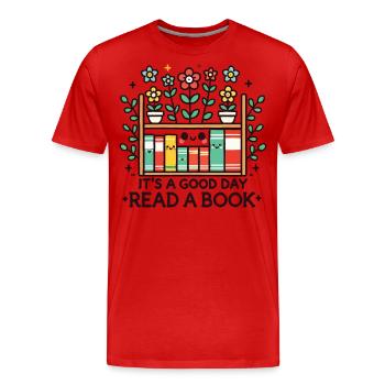 Bücherwurm Lustiger Buch Spruch Florales Kawaii - Männer Premium Bio T-Shirt - Rot - Vorne - Damien (186cm)
