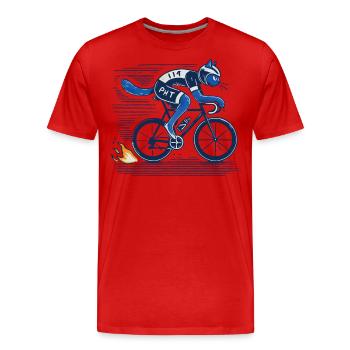 Vélo de route : un chat design pour les amateurs de cyclisme sportif - T-shirt bio Premium Homme - rouge - Devant - Damien (186cm)