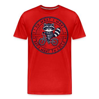Waschbär Design für Freigeister mit Fahrradhumor - Männer Premium Bio T-Shirt - Rot - Vorne - Damien (186cm)