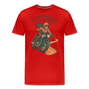 Curvy Roads Are My Domain Motorcycle Biker Retro - Men's Premium Organic T-Shirt - red - Front - Damien (186cm)