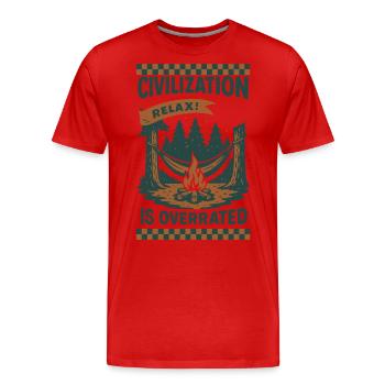 Prepper Survival Bushcrafting Civilization - Men's Premium Organic T-Shirt - red - Front - Damien (186cm)