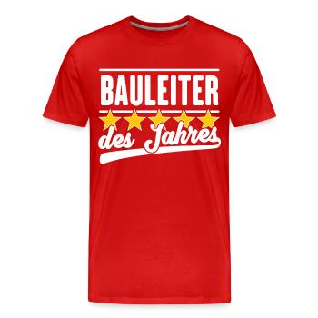 Bauleiter des Jahres - Männer Premium Bio T-Shirt - Rot - Vorne - Damien (186cm)