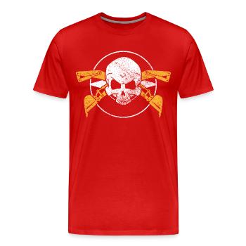 Excavator machine operator work job job gala construction - Men's Premium Organic T-Shirt - red - Front - Damien (186cm)