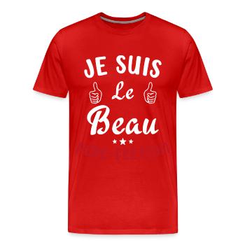 Je suis Le Beau Père Fection Humour Beau Père - T-shirt bio Premium Homme - rouge - Devant - Damien (186cm)