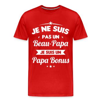 Je ne suis pas un beau-papa je suis un papa bonus - T-shirt bio Premium Homme - rouge - Devant - Damien (186cm)
