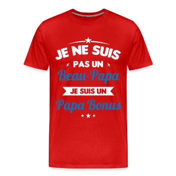 Je ne suis pas un beau-papa je suis un papa bonus - T-shirt bio Premium Homme - rouge - Devant - Damien (186cm)