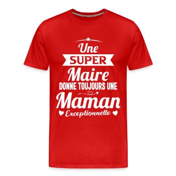 Maire Future Maman Cadeau Drôle - T-shirt bio Premium Homme - rouge - Devant - Damien (186cm)