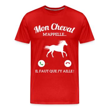 Mon Cheval M'appelle Il Faut Que J'y Aille - T-shirt bio Premium Homme - rouge - Devant - Damien (186cm)