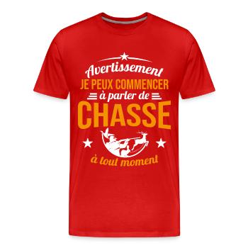 Parler De Chasse à Tout Moment Cadeau Chasseur - T-shirt bio Premium Homme - rouge - Devant - Damien (186cm)
