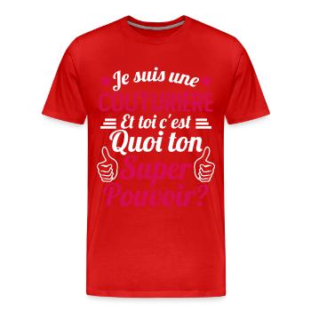 Je suis une Couturière c'est mon super pouvoir - T-shirt bio Premium Homme - rouge - Devant - Damien (186cm)