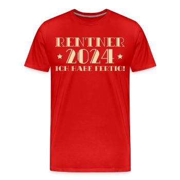 Rentner 2024 Pensionär Ruhestand Rente - Männer Premium Bio T-Shirt - Rot - Vorne - Damien (186cm)