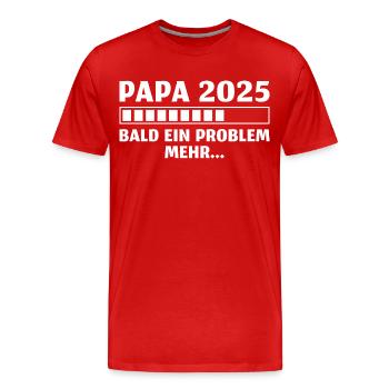 Werdender Papa 2025 Schwangerschaft verkünden - Männer Premium Bio T-Shirt - Rot - Vorne - Damien (186cm)
