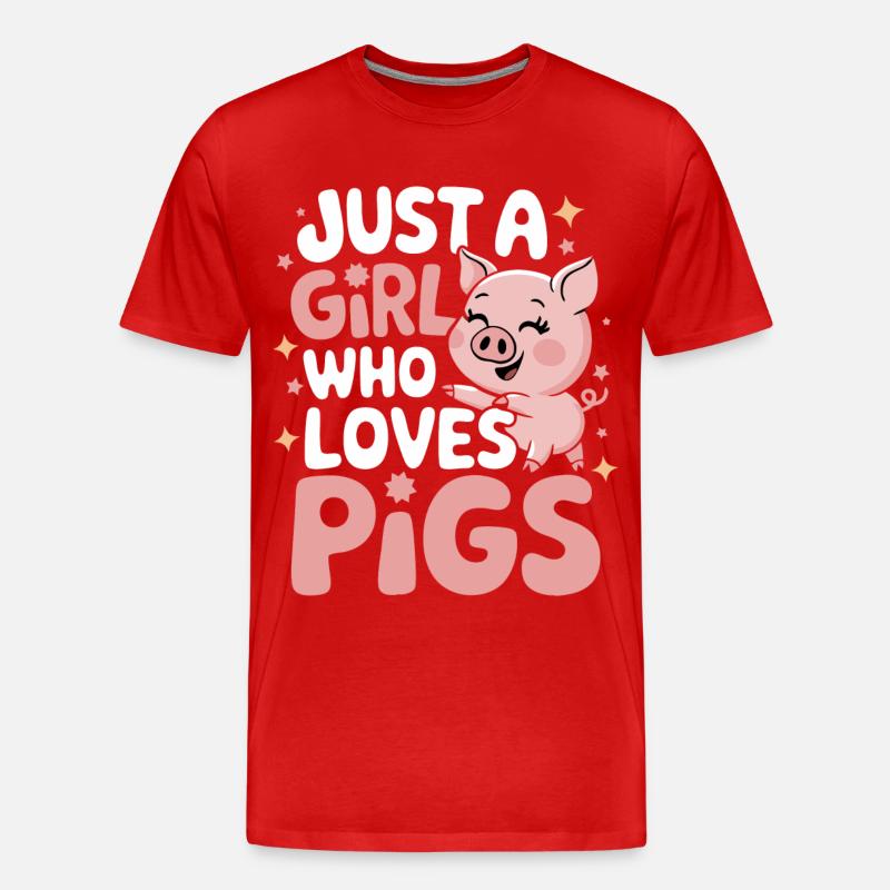 Schwein Tier - Männer Premium Bio T-Shirt - Rot