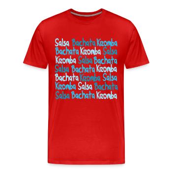 Salsa Bachata Kizomba chemise bleue - Mambo de New York - T-shirt bio Premium Homme - rouge - Devant - Damien (186cm)