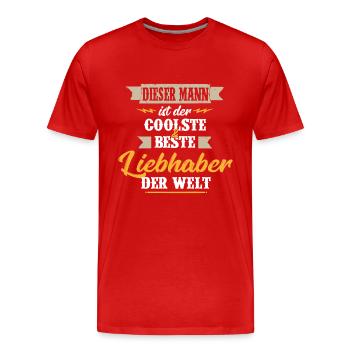 Dieser MANN - der coolste & beste Liebhaber - Männer Premium Bio T-Shirt - Rot - Vorne - Damien (186cm)
