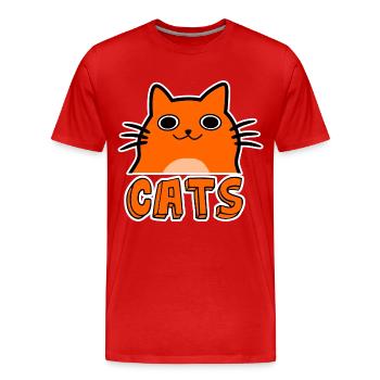 Süße Comic Katze - Männer Premium Bio T-Shirt - Rot - Vorne - Damien (186cm)