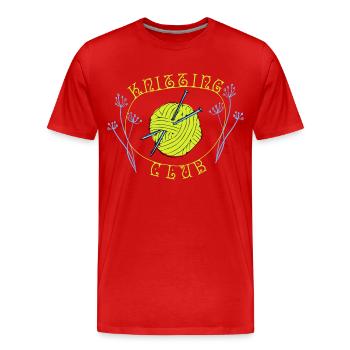 Knitting, Knitting Club, Knitting Club - Men's Premium Organic T-Shirt - red - Front - Damien (186cm)