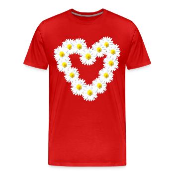 Heart Daisy Daisy Warm - Men's Premium Organic T-Shirt - red - Front - Damien (186cm)