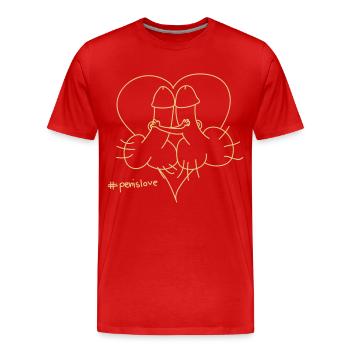 Penislove - Männer Premium Bio T-Shirt - Rot - Vorne - Damien (186cm)