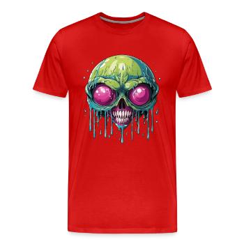 Squished Alien - Männer Premium Bio T-Shirt - Rot - Vorne - Damien (186cm)