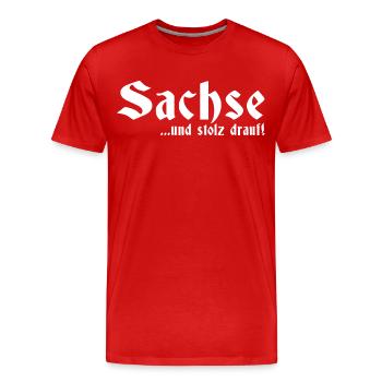 Sachse und stolz drauf Sächsischer Dialekt - Männer Premium Bio T-Shirt - Rot - Vorne - Damien (186cm)