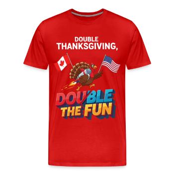 Double plaisir de Thanksgiving - T-shirt bio Premium Homme - rouge - Devant - Damien (186cm)