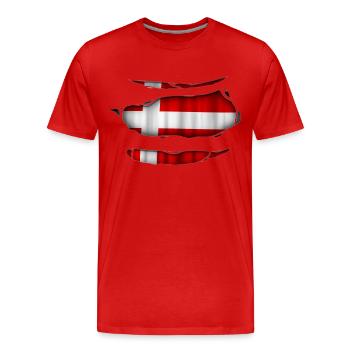 Denmark flag torn 017 - Men's Premium Organic T-Shirt - red - Front - Damien (186cm)