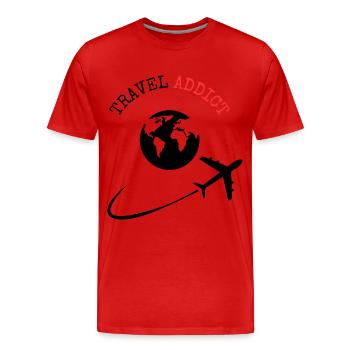 Reisesüchtiger - Männer Premium Bio T-Shirt - Rot - Vorne - Damien (186cm)