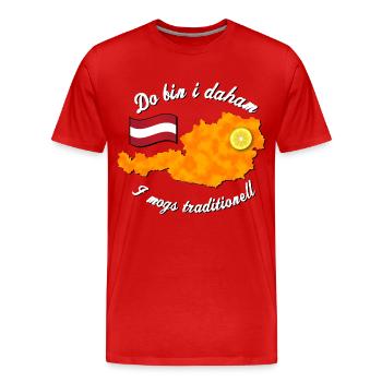 Daham Schnitzel - Männer Premium Bio T-Shirt - Rot - Vorne - Damien (186cm)