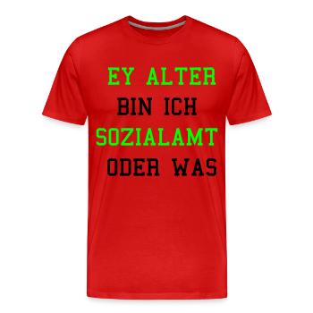 Sozialamt oder Was - Männer Premium Bio T-Shirt - Rot - Vorne - Damien (186cm)