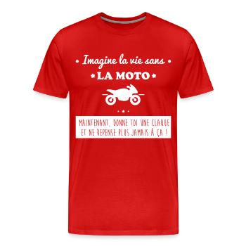 La vie sans la moto,motard,motards,Moto,Motard - T-shirt bio Premium Homme - rouge - Devant - Damien (186cm)
