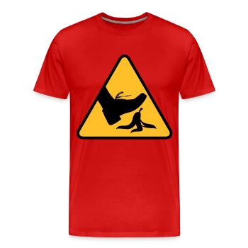 Rutschgefahr mit einer Banane - Männer Premium Bio T-Shirt - Rot - Vorne - Damien (186cm)