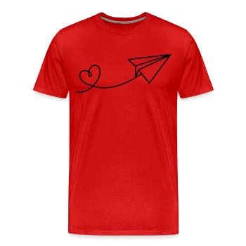 Avion en papier papier aviateur coeur voyage vacances - T-shirt bio Premium Homme - rouge - Devant - Damien (186cm)